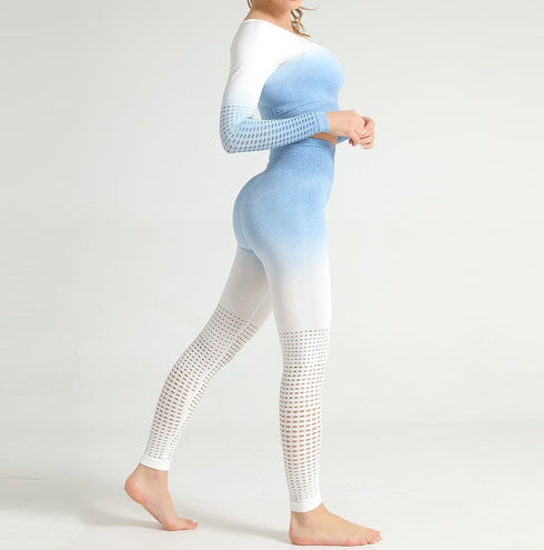 the keeper graduated colour legging & long sleeve top SET Blue